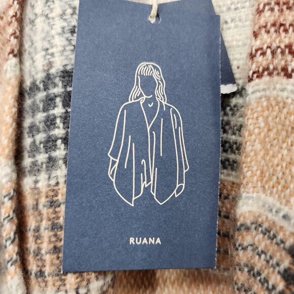 NEW Universal‎ Thread Poncho Womens OSFM OS Tan Plaid Fringe Poncho Wrap Boho - Picture 4 of 10